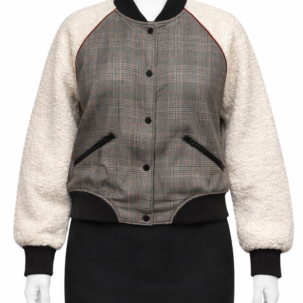 Chic Black and Cream Varsity Jacket